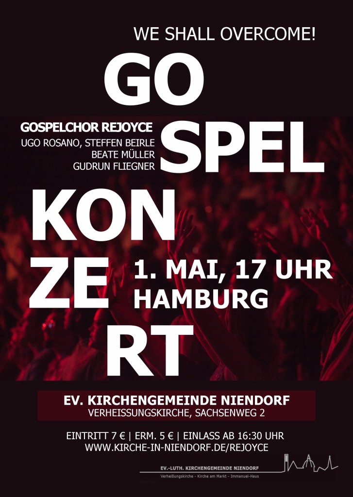 Konzertplakat 1. Mai 2016 ReJOYce Gospelchor Hamburg Niendorf